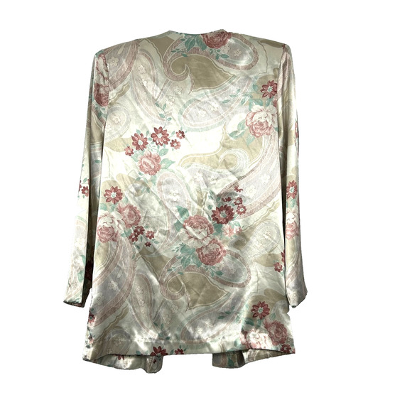 KHII Sportswear Jacket Womens 12 White Floral Paisley Print Lightweight Vintage - Picture 6 of 10